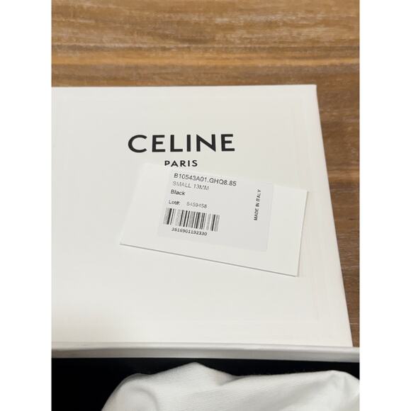 CELINE Maison Belt 13mm Taurillon Leather Black Gold Buckle Size 85 NIB Rare main image 7